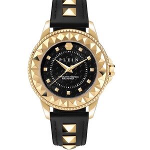Philipp Plein Gold Case Black Strap Watch